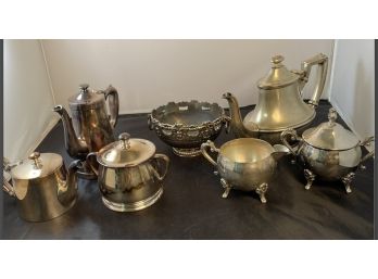 Silver Plated Tea Set With Candy Bowl.