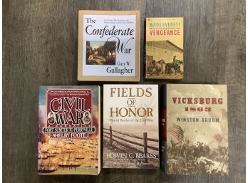 4 Books On The Civil War Plus A Western Novel.