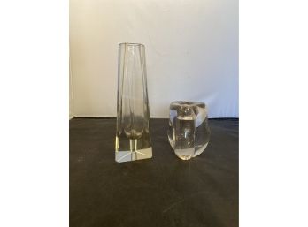 Two Uniquely Shaped Glass Vase