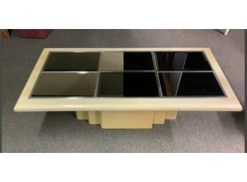 Large Mid- Century Modern Coffee Table With Six Mirrors - Stylish Pedestal Base Of This Special American Time