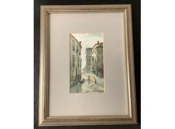 Original Vintage Watercolor On Paper Of Venice. Signed By Artist In Pencil.