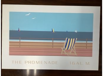Large Print Of Beach Promenade And The Ocean By Igal Maoz