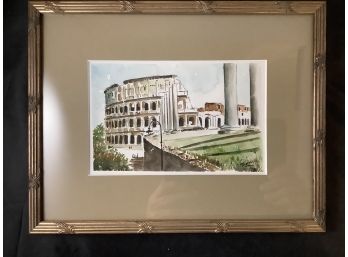 Original Watercolor On Paper Of The Colosseum In Rome. Signed And Dated By The Artist. View Photos.