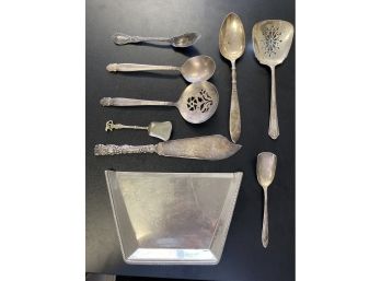 Group Of 9 Various Metal / Silver Plate Serving & Hosting Utensils