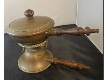 Rare Vintage Copper Fondue Set - Many Components With Wooden Handles