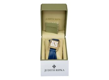 New! Judith Ripka Strap Wrap Goldtone Blue Watch