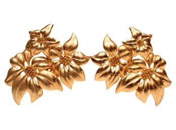 Pair Of Vintage GIVENCHY Floral Goldtone Clip On Earrings