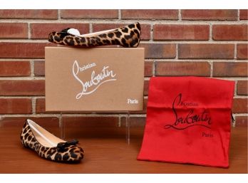 Christian LOUBOUTIN Simplenodo Leopard-print Calf Hair Ballet Flats (RETAIL $825)