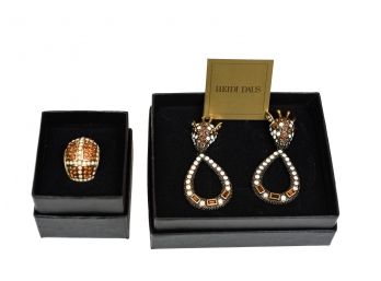 New! Heidi Daus 'Spotted Beauty' Earrings And Matching Ring