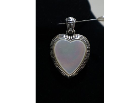 925 Sterling Silver With Mother Of Pearl Heart Pendant