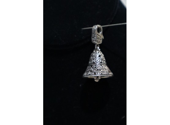 925 Sterling Silver Bell Pendant Signed'NV' Indonesia