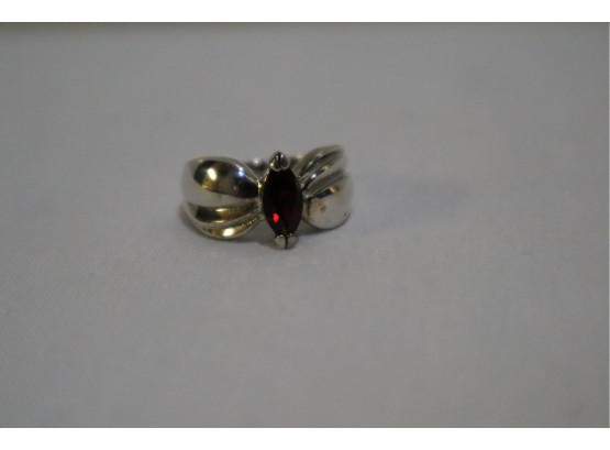 925 Sterling Silver With Red Stone Ring China Size 7