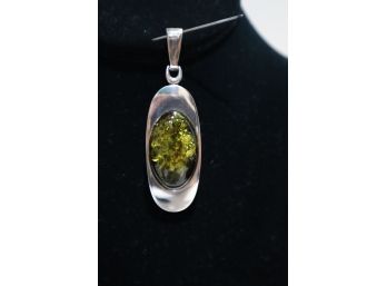 925 Sterling Silver With Amber Pendant