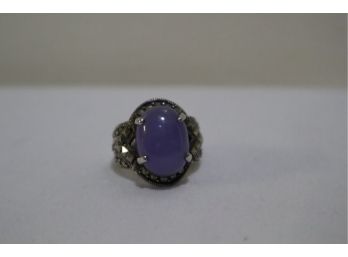925 Sterling Silver With Purple Stone Ring Size 6.5
