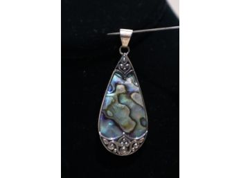925 Sterling Silver With Abalone Pendant Signed Indonesia