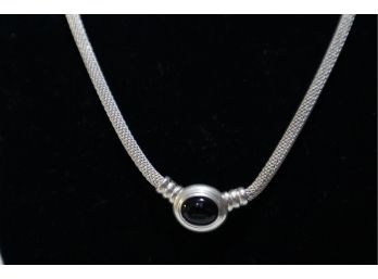 925 Sterling Silver With Black Stone Necklace Signed 'Joseph Esposito'