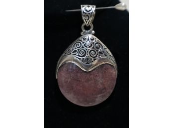 925 Sterling Silver With Purple Colored Stone Signed 'BA' Indonesia
