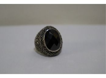 925 Sterling Silver With Marcasites And Hematite Ring Thailand Size 7.5