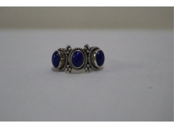 925 Sterling Silver With Blue Stones Ring India Size 7