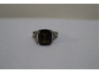 925 Sterling Silver With Smokey Brown Stone Ring Signed 'CNA' Thailand Size 7