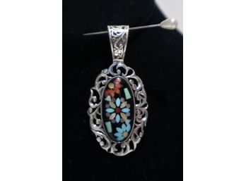 925 Sterling Silver With Mosaic Stones Pendant Signed Carolyn Pollack Relios