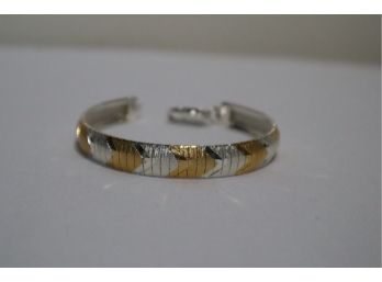 925 Sterling Silver With Gold Overlay Bracelet 7' Signed Italy Milor (Gold Content Not Marked)