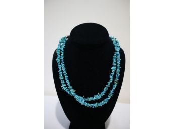 925 Sterling Silver With Turquoise Necklace Double Stranded Signed Carolyn Pollack Relios