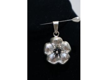 925 Sterling Silver Flower Pendant Signed 'Cii' Mexico