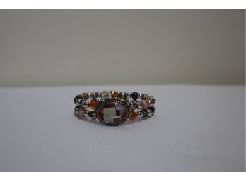 925 Sterling Silver With Mosaic Stones Bracelet Signed Carolyn Pollack Relios