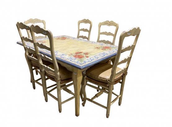 Country French Hand Painted Table And Chairs