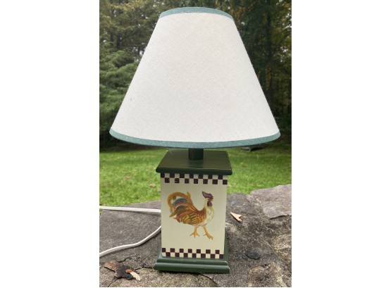 Hand Painted Rooster Wood Base Table Lamp