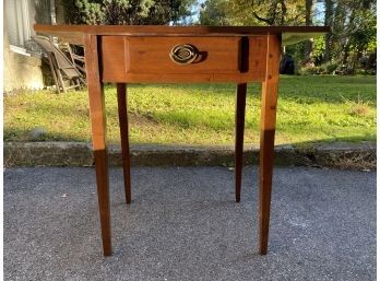 Vintage Pine Writing Desk With Brass Hardware