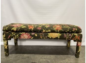 Vintage Upholstered Bench With Floral Design