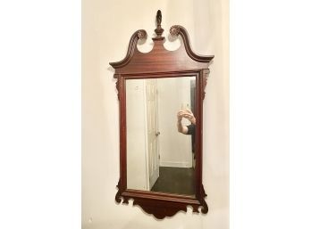 Vintage American Mahogany Federal Style Broken Pediment Wall Mirror