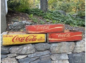 Vintage Red & Yellow Coca Cola Crates - Set Of 3