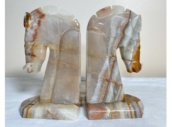 Pair Of Hand Carved Onyx Bookends
