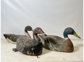 Authentic Hand Carved Duck Decoys - 3 Pieces