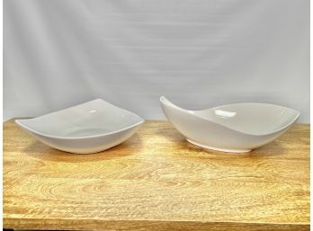 Pair Of White Ceramic Serving Bowls