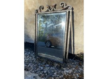 Metal Framed Mirror With Scroll Work