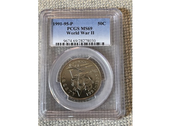 1991-1995 PCGS MS 69 World War II Half Dollar Coin (WESTON CT)