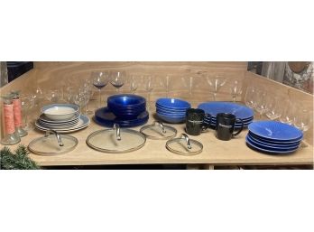 Kitchen Haul - Glasss And Flatware In Tones Of Blue - Just Over 50 Pieces