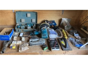 Equipment - Tools Shop, Tools, And Home Owner Things - Cordless Angle Drill, Disk Sander, Hammer Drill,