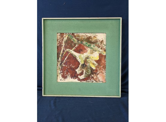 Vintage 1963 Dorothy Fay Rand Abstract Casein Painting 'Easter Lily' With Exhibition Tag Lancaster