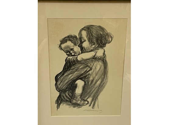 Original Pencil Signed Kathe Kollwitz Lithograph Mother And Child