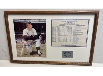 Mickey Mantle Signed Photo With COA From At Bat Enterprises.