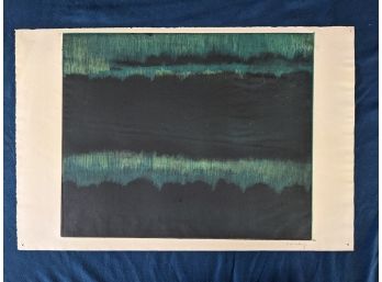Signed K. M. Halsey Tonal Green And Black Abstract Landscape