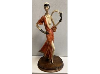 18 Inch Art Deco Sculpture Of A Deco Lady By H. Santini