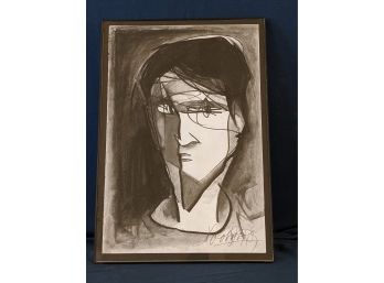 Original Art Signed Pencil / Charcoal Drawing Of A Young Man By Jean Claude Go??perg