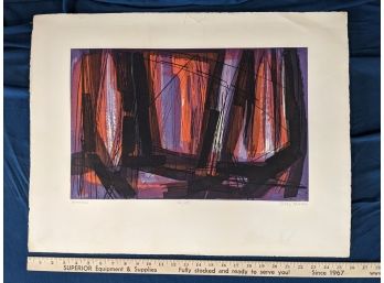 Limited Edition Terry Haas (1923-2016) Etching / Aquatint Pencil Signed, Numbered, And Titled 'Cavernes'