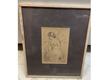 Original 1910 Renoir Etching . Baigneuse Debouta Mi-jambes